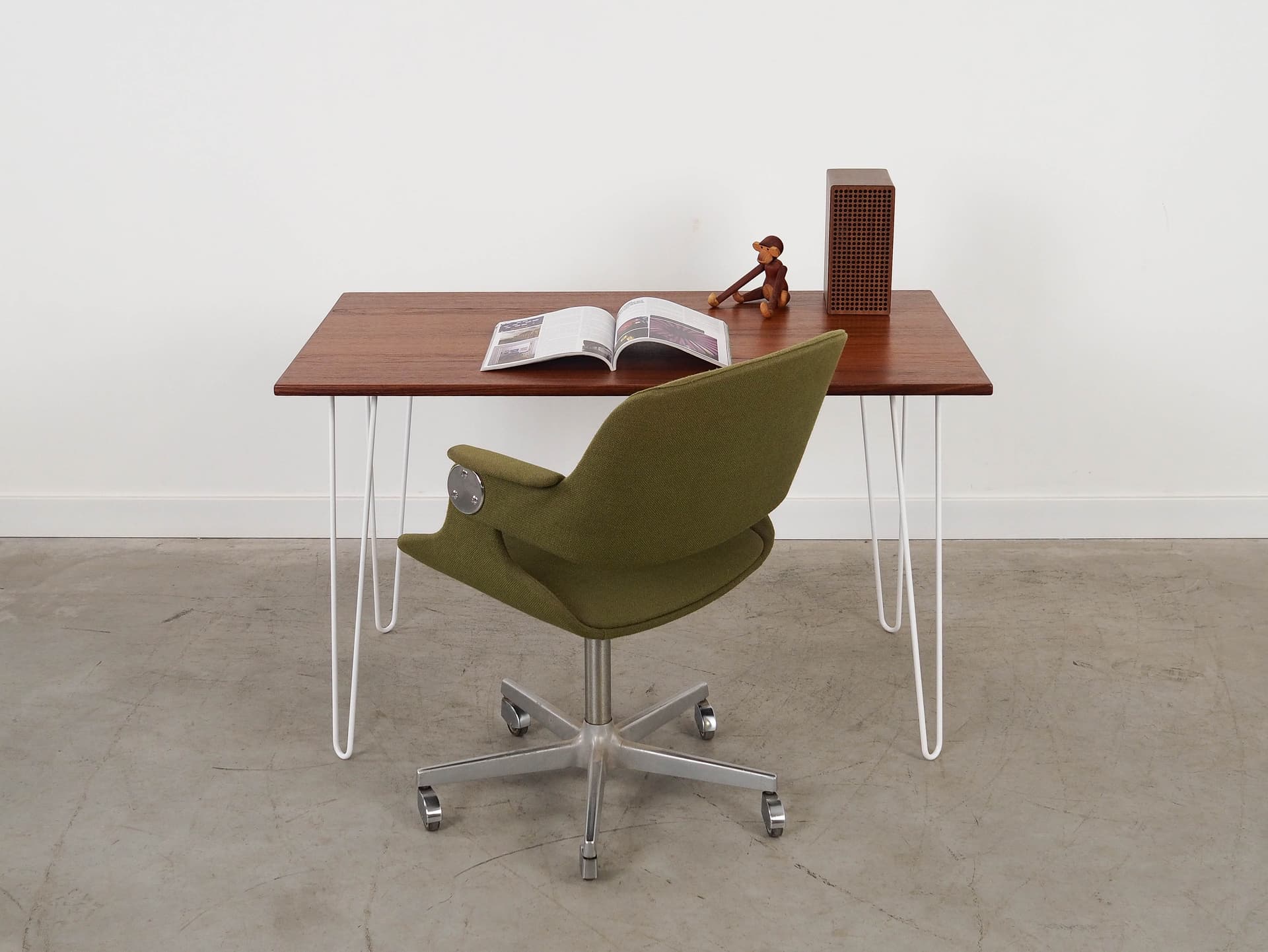 Desk, brown teak, white metal, Denmark, 1970s. - 288557