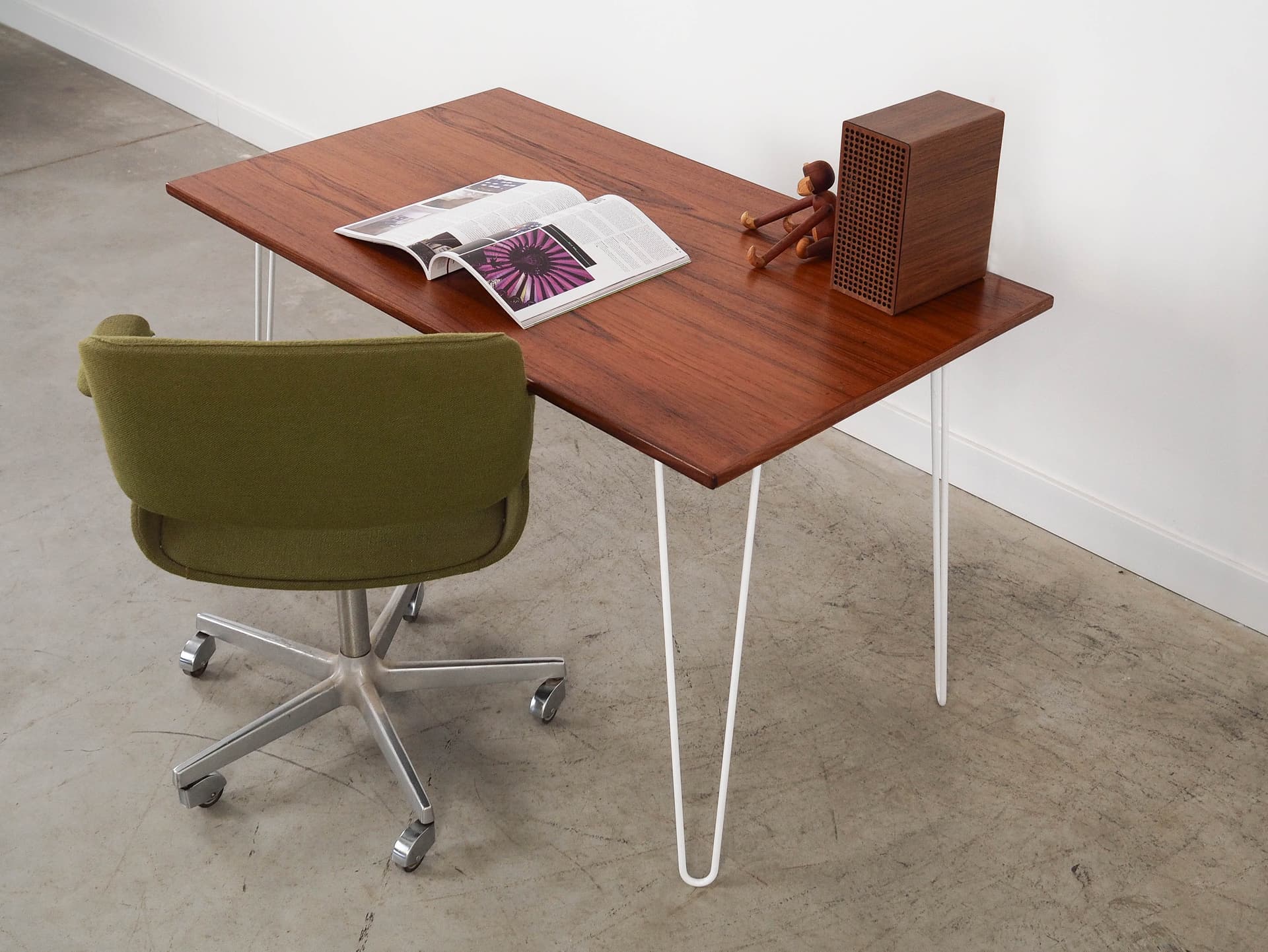 Desk, brown teak, white metal, Denmark, 1970s. - 288559