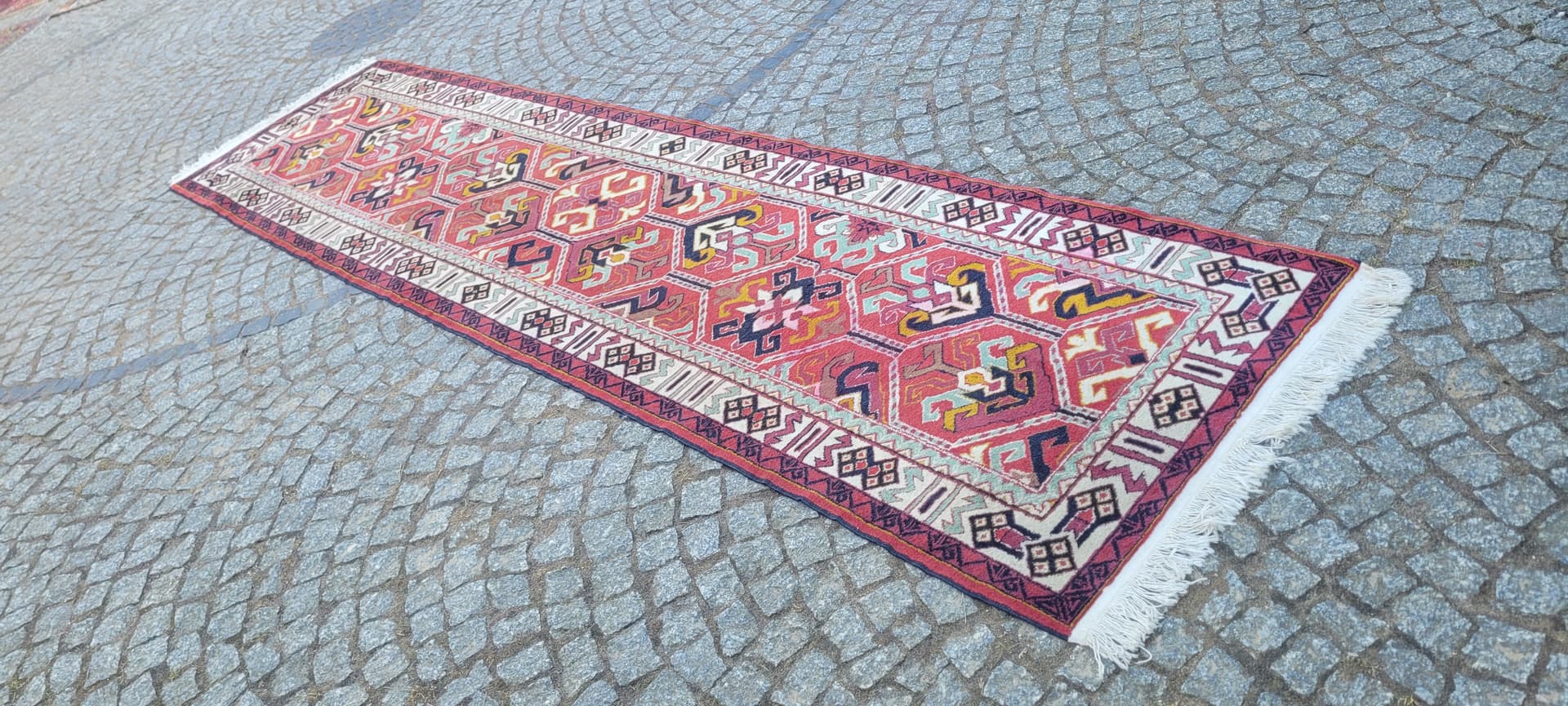 Chodnik Kazak, czerwony, wełna, bawełna, Azerbejdżan, początek XX w. - 288575