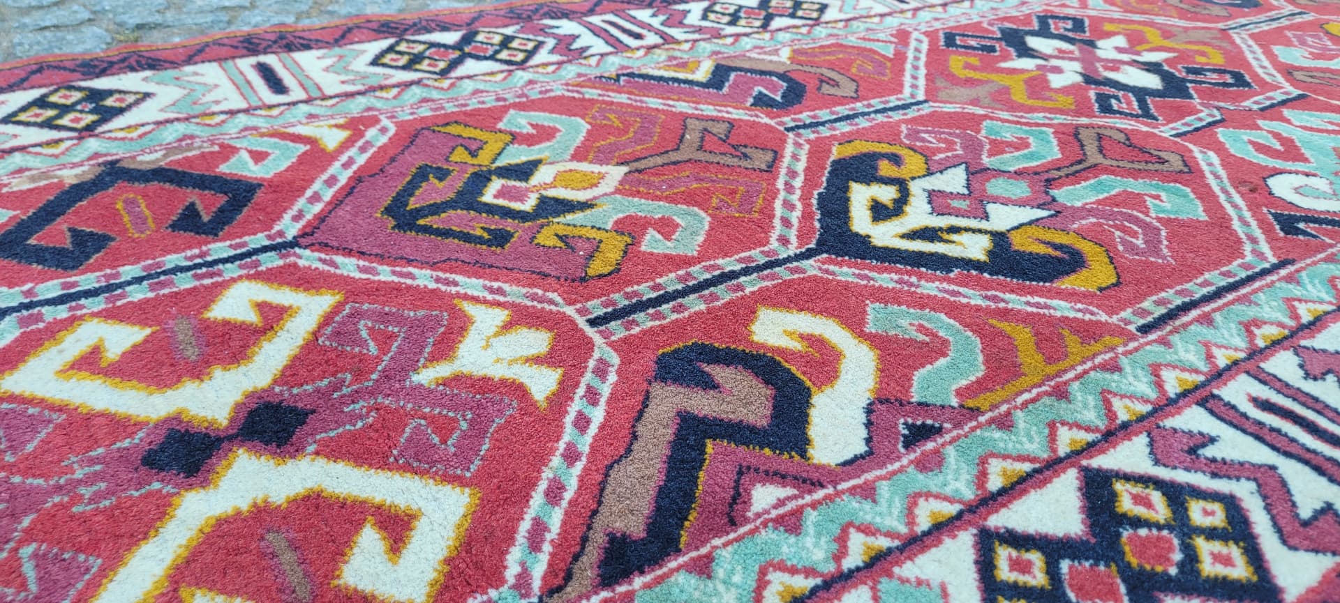 Chodnik Kazak, czerwony, wełna, bawełna, Azerbejdżan, początek XX w. - 288570