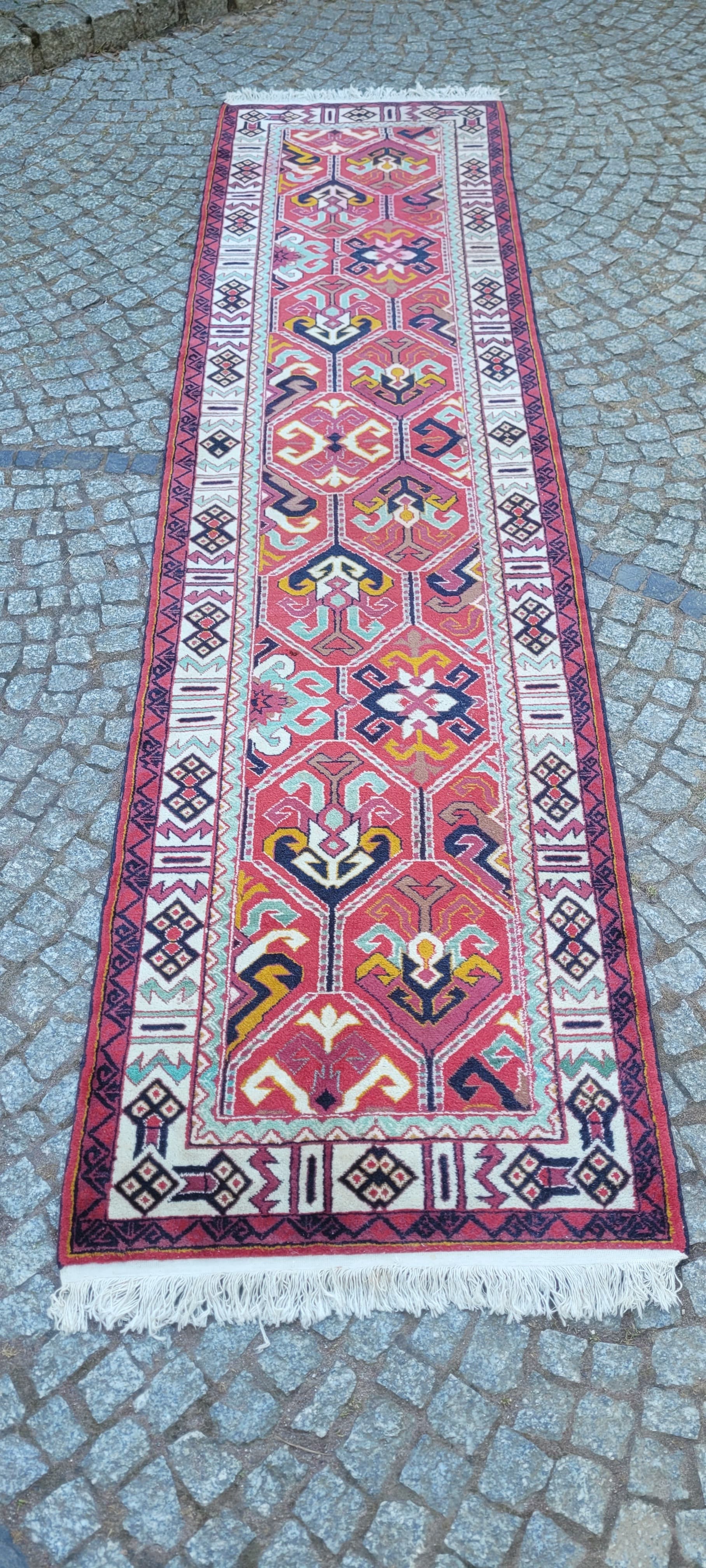 Chodnik Kazak, czerwony, wełna, bawełna, Azerbejdżan, początek XX w. - 288576