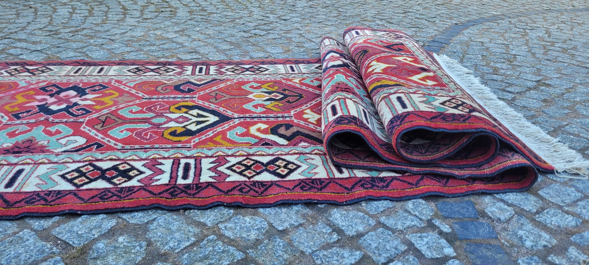 Chodnik Kazak, czerwony, wełna, bawełna, Azerbejdżan, początek XX w. - 288572