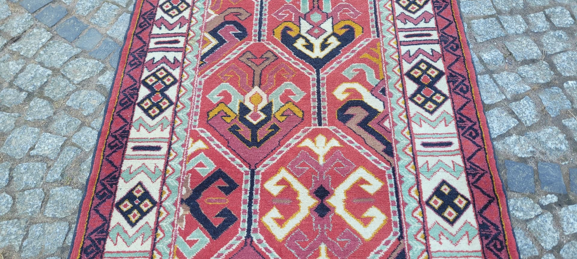 Chodnik Kazak, czerwony, wełna, bawełna, Azerbejdżan, początek XX w. - 288574