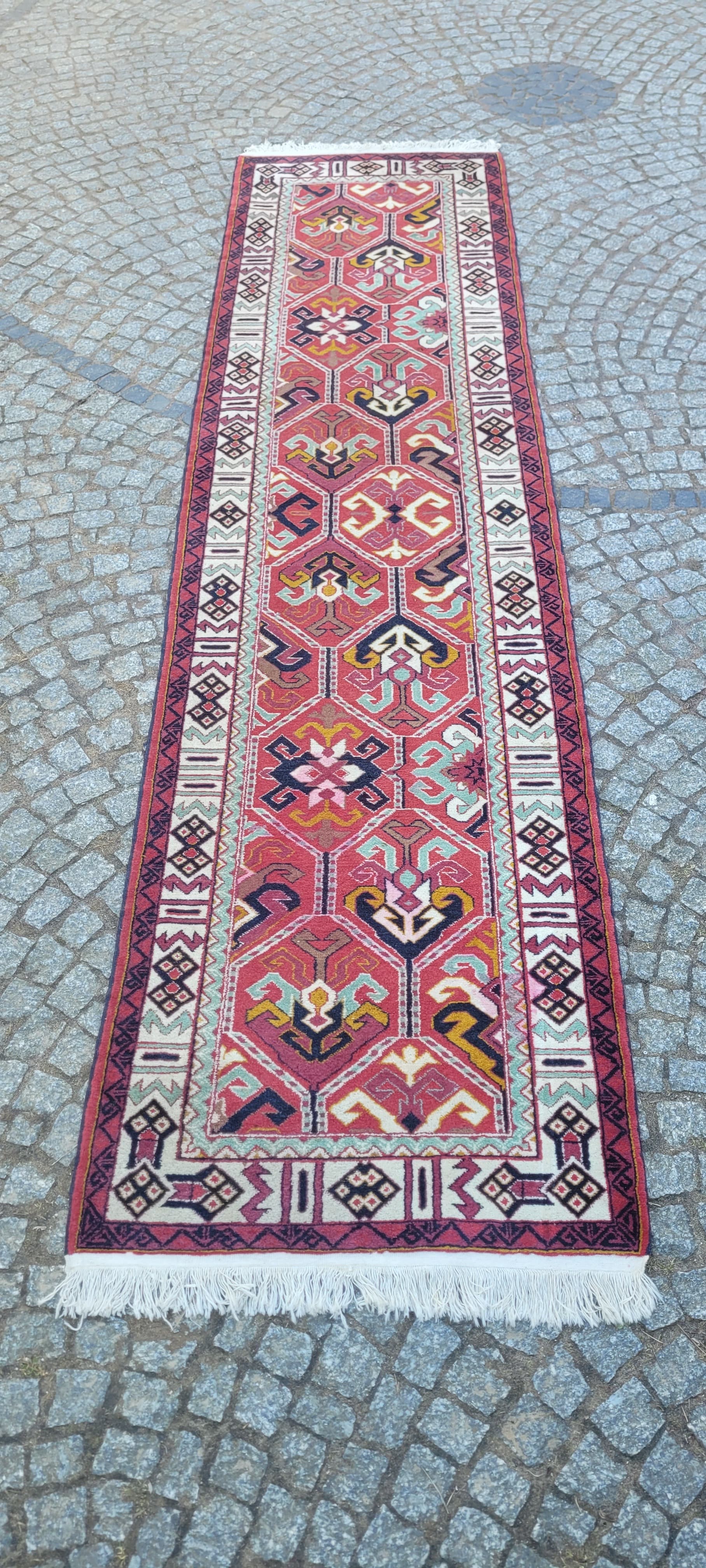 Chodnik Kazak, czerwony, wełna, bawełna, Azerbejdżan, początek XX w. - 288573