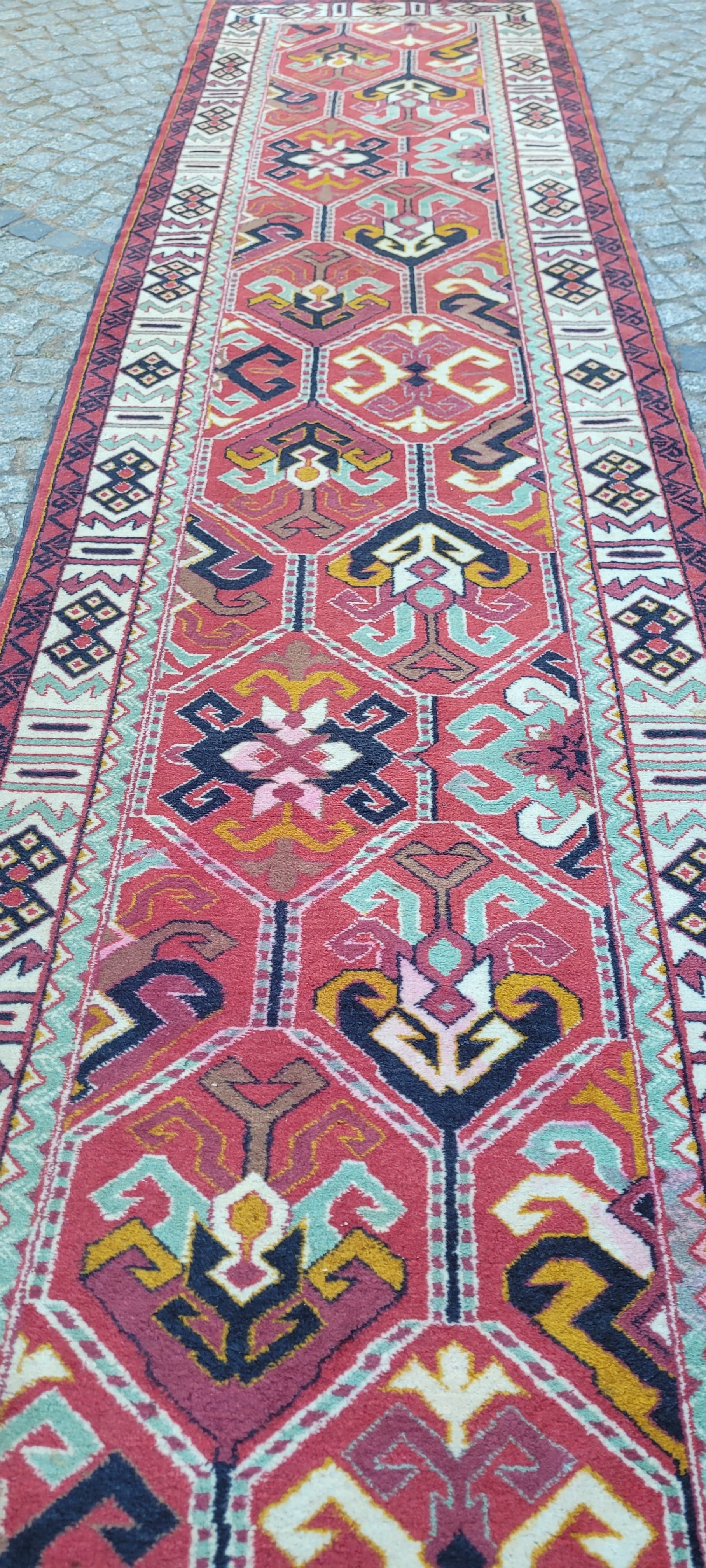 Chodnik Kazak, czerwony, wełna, bawełna, Azerbejdżan, początek XX w. - 288569