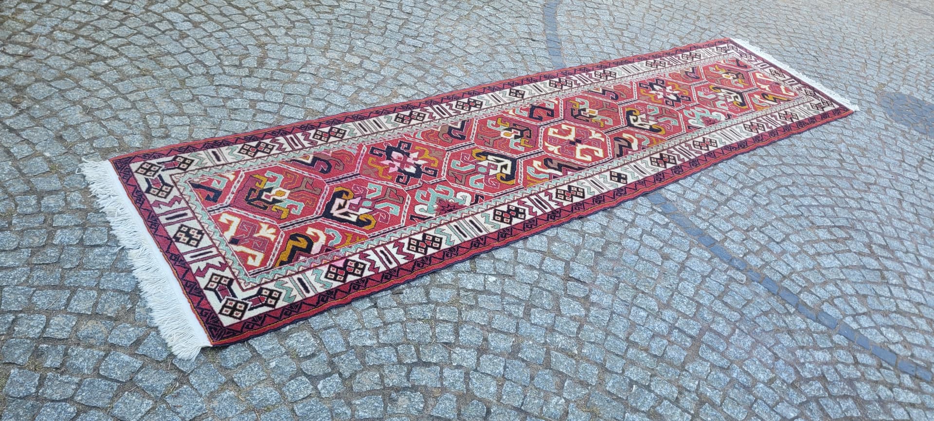 Chodnik Kazak, czerwony, wełna, bawełna, Azerbejdżan, początek XX w. - 288580