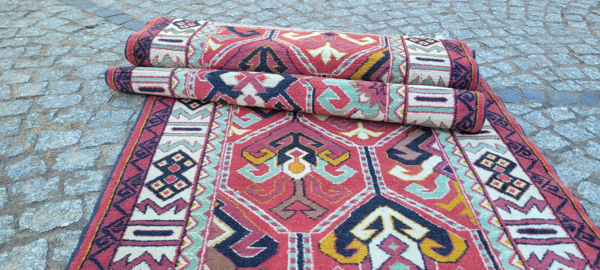 Chodnik Kazak, czerwony, wełna, bawełna, Azerbejdżan, początek XX w. - 288571