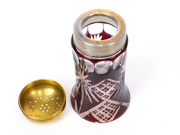 Cukiernica art déco, kryształ rubinowy, Bohemia, Czechy, lata 20. - 288602