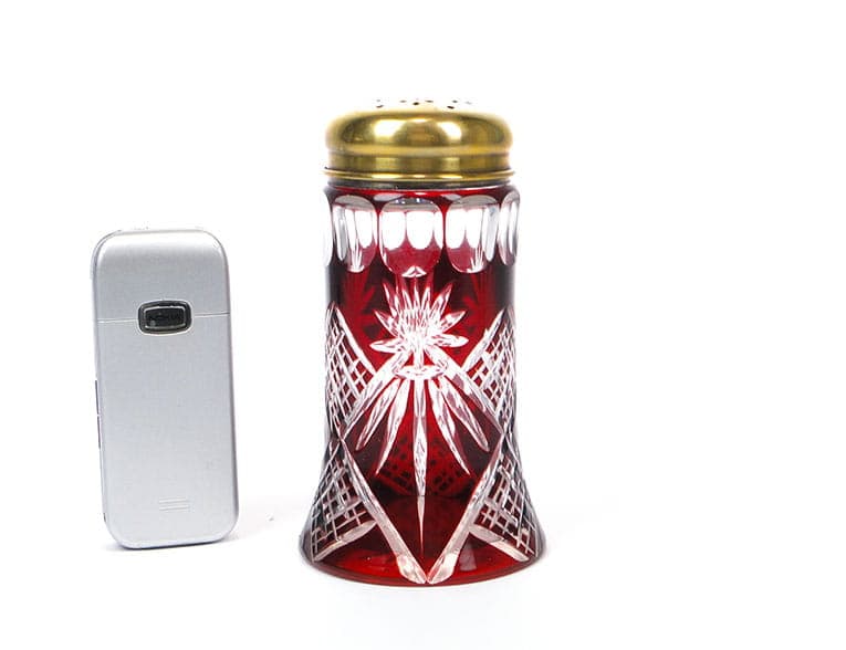 Cukiernica art déco, kryształ rubinowy, Bohemia, Czechy, lata 20. - 288599