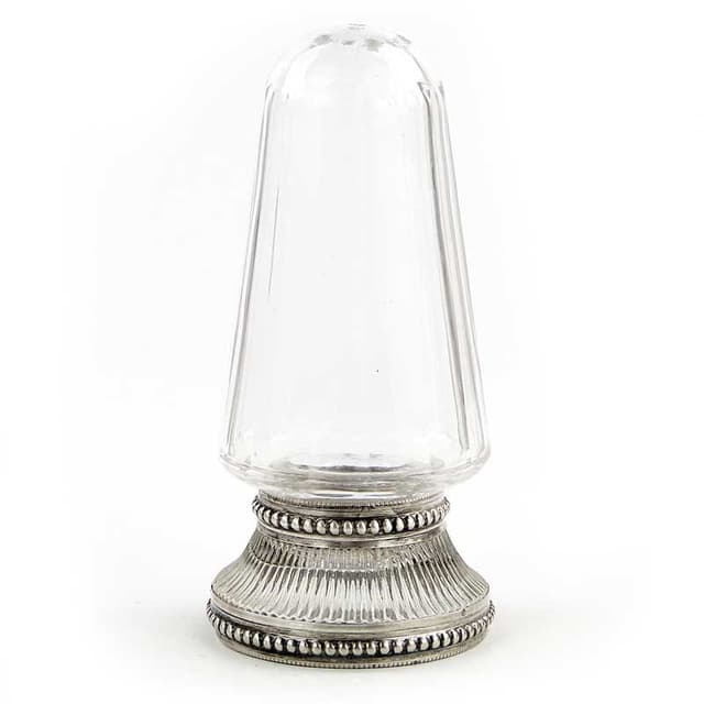 Cukierniczka, transparentny kryształ, srebro, Francja, początek XX wieku - WYMIARY
