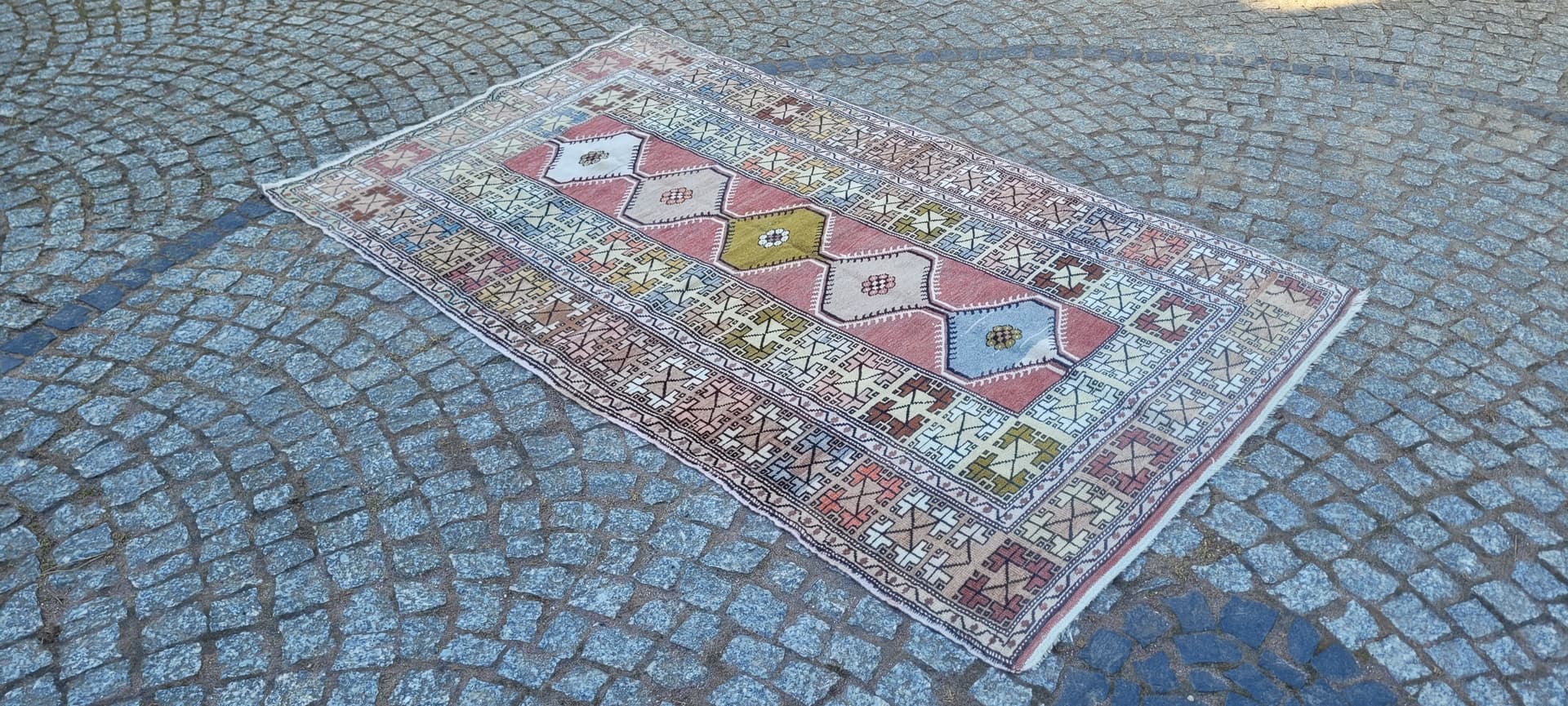 Dywan anatolijski, multikolor, wełna, Turcja, lata 70., 190x114 cm - 288651