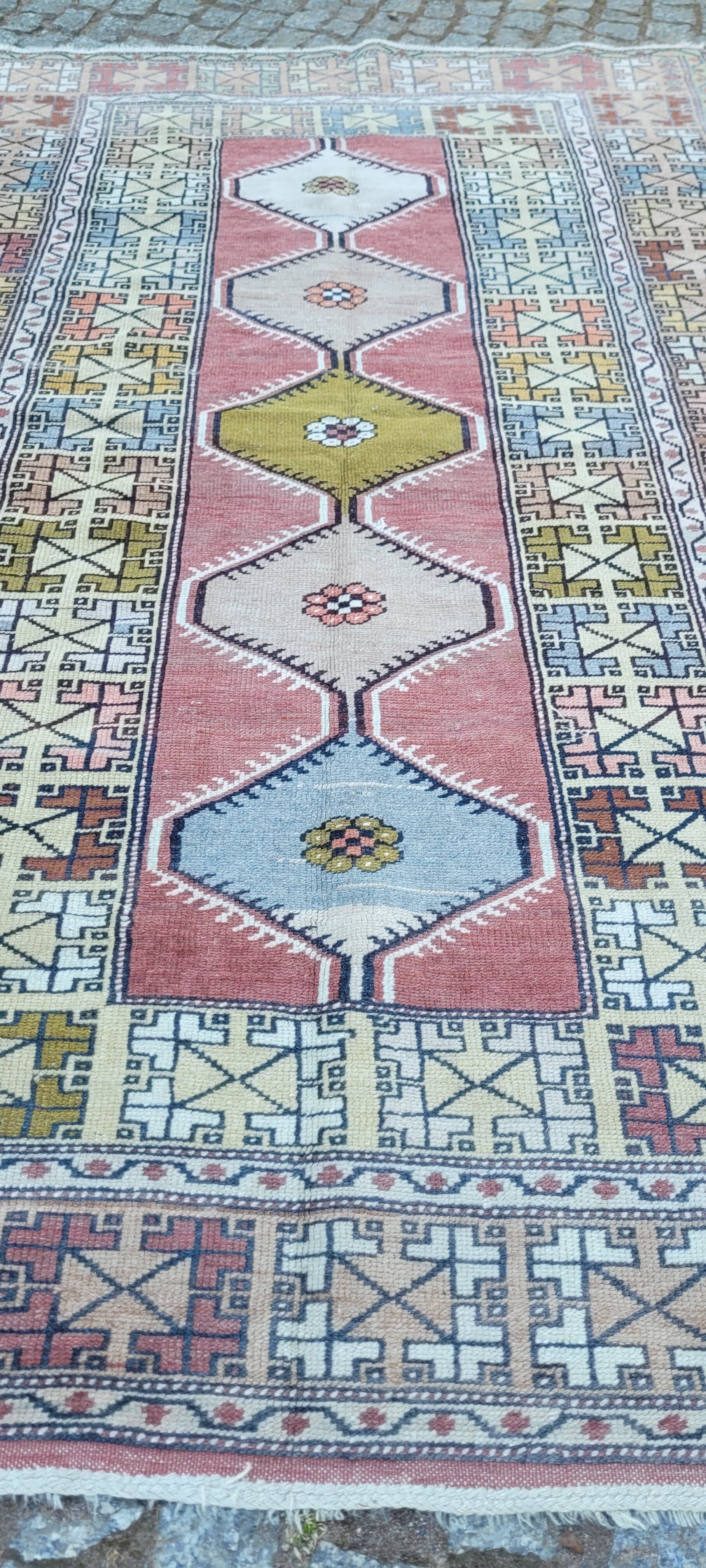 Dywan anatolijski, multikolor, wełna, Turcja, lata 70., 190x114 cm - 288638