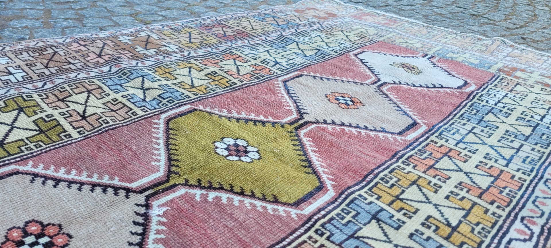 Dywan anatolijski, multikolor, wełna, Turcja, lata 70., 190x114 cm - 288639