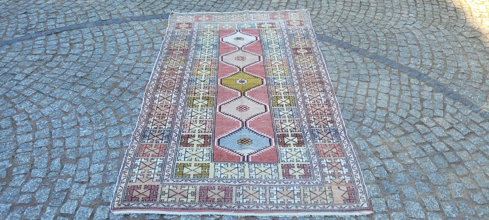 Dywan anatolijski, multikolor, wełna, Turcja, lata 70., 190x114 cm - 288647