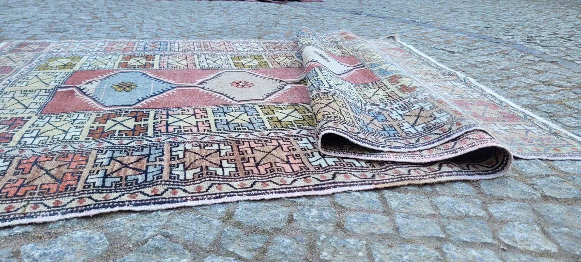 Dywan anatolijski, multikolor, wełna, Turcja, lata 70., 190x114 cm - 288640