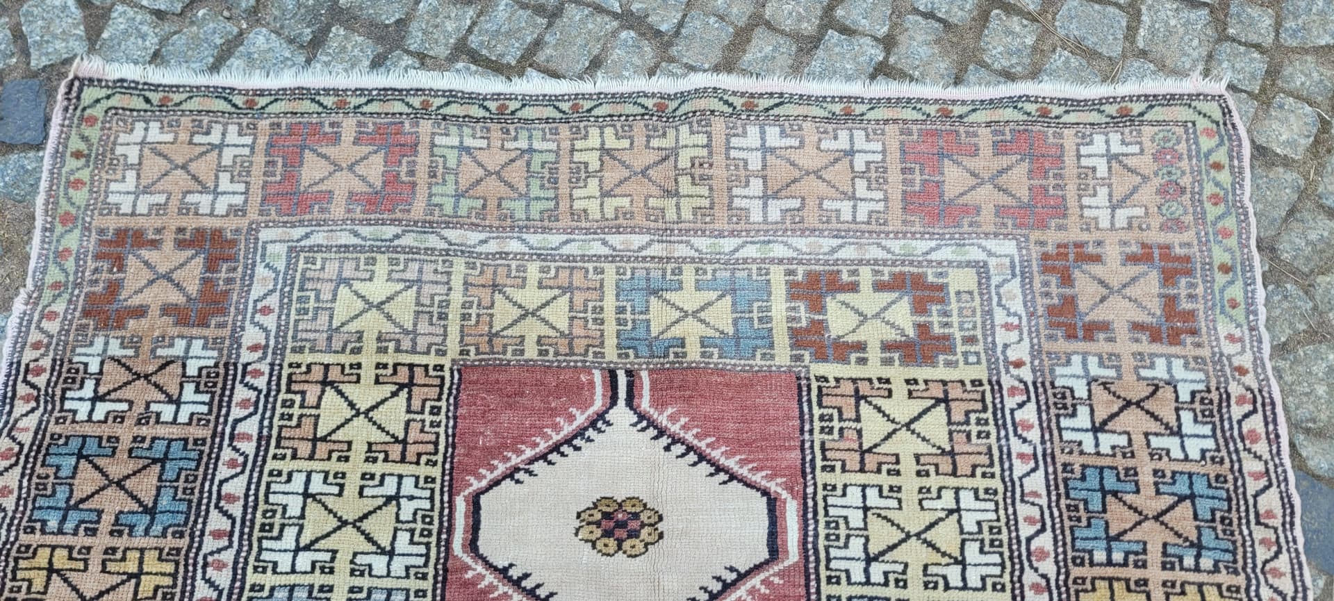 Dywan anatolijski, multikolor, wełna, Turcja, lata 70., 190x114 cm - 288644