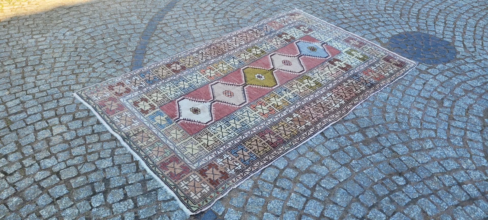 Dywan anatolijski, multikolor, wełna, Turcja, lata 70., 190x114 cm - 288650