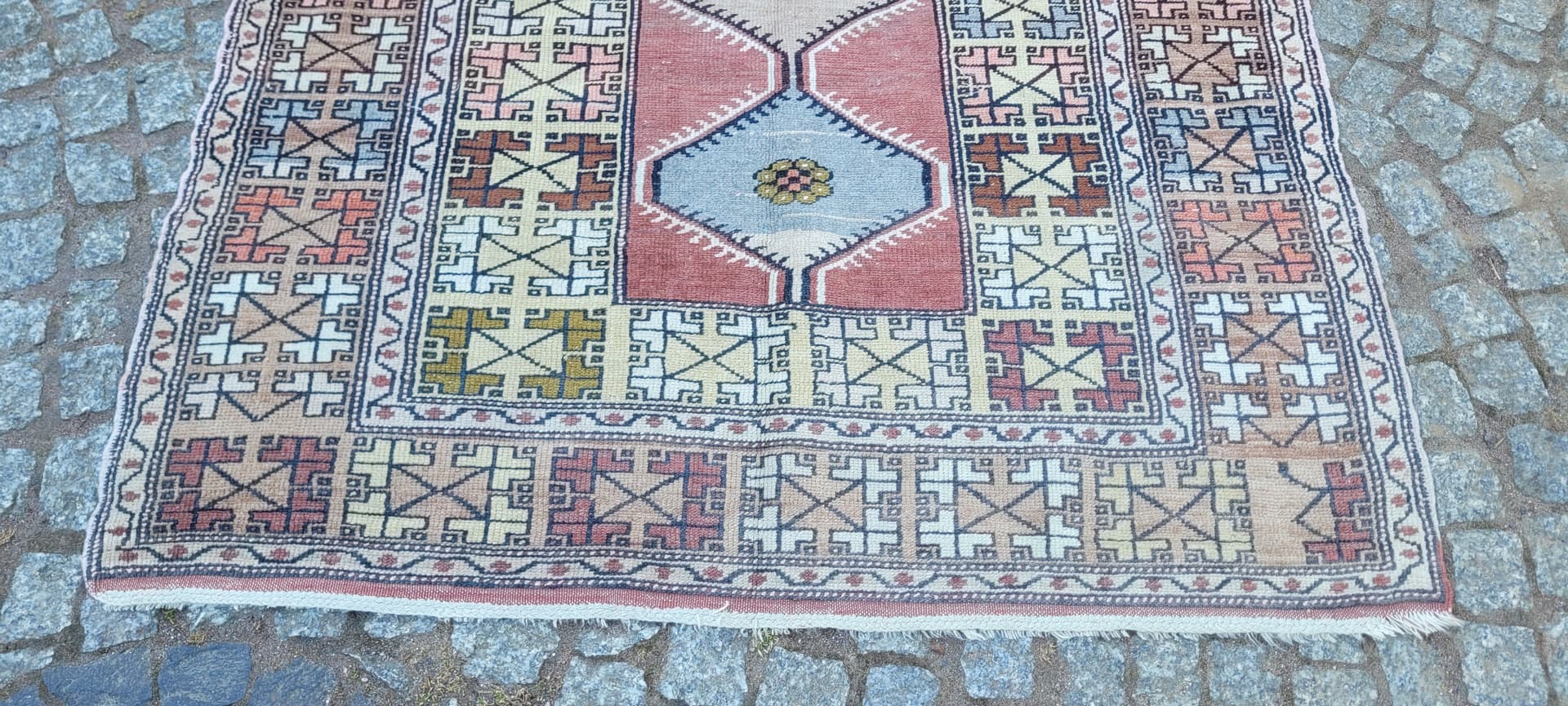 Dywan anatolijski, multikolor, wełna, Turcja, lata 70., 190x114 cm - 288649