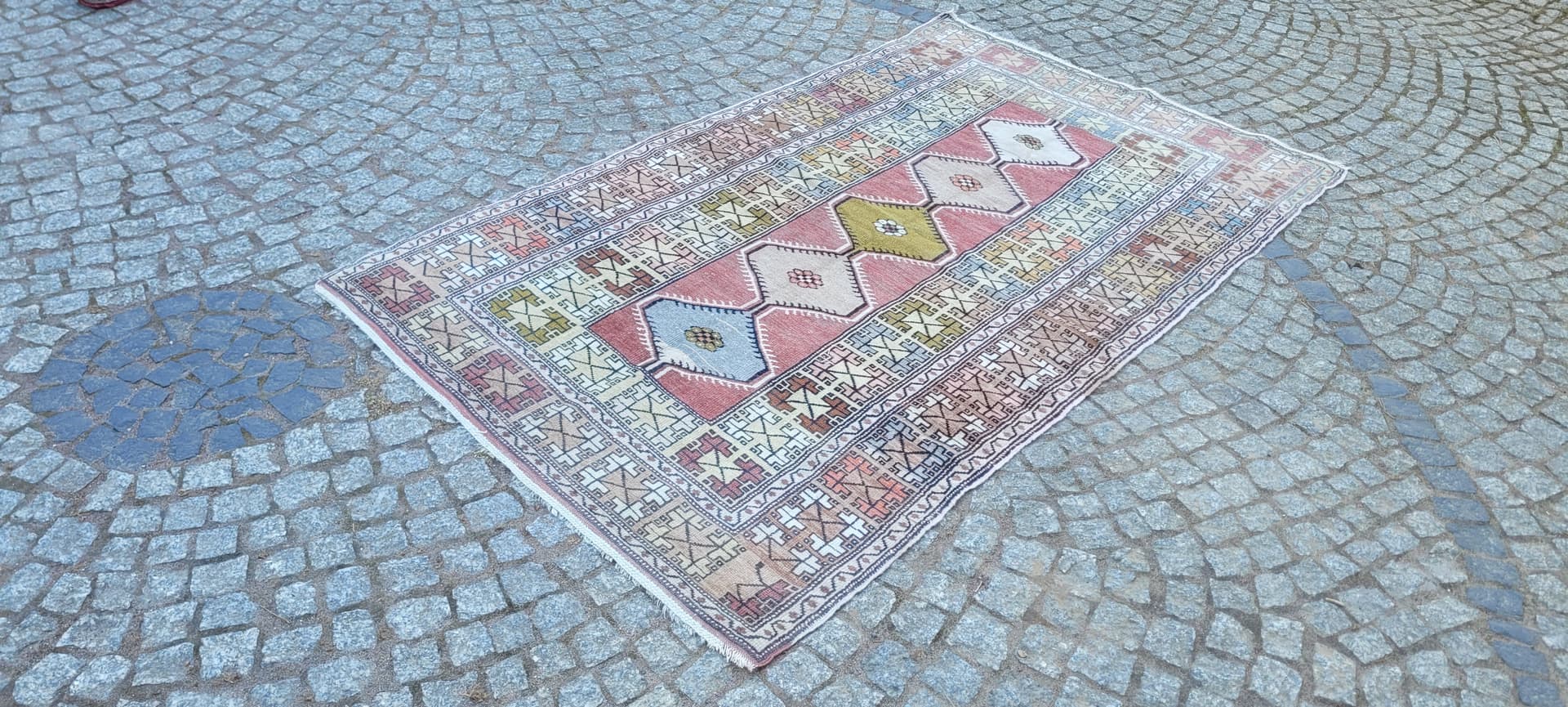 Dywan anatolijski, multikolor, wełna, Turcja, lata 70., 190x114 cm - 288641