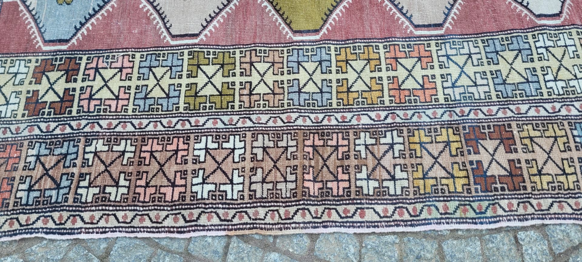 Dywan anatolijski, multikolor, wełna, Turcja, lata 70., 190x114 cm - 288648