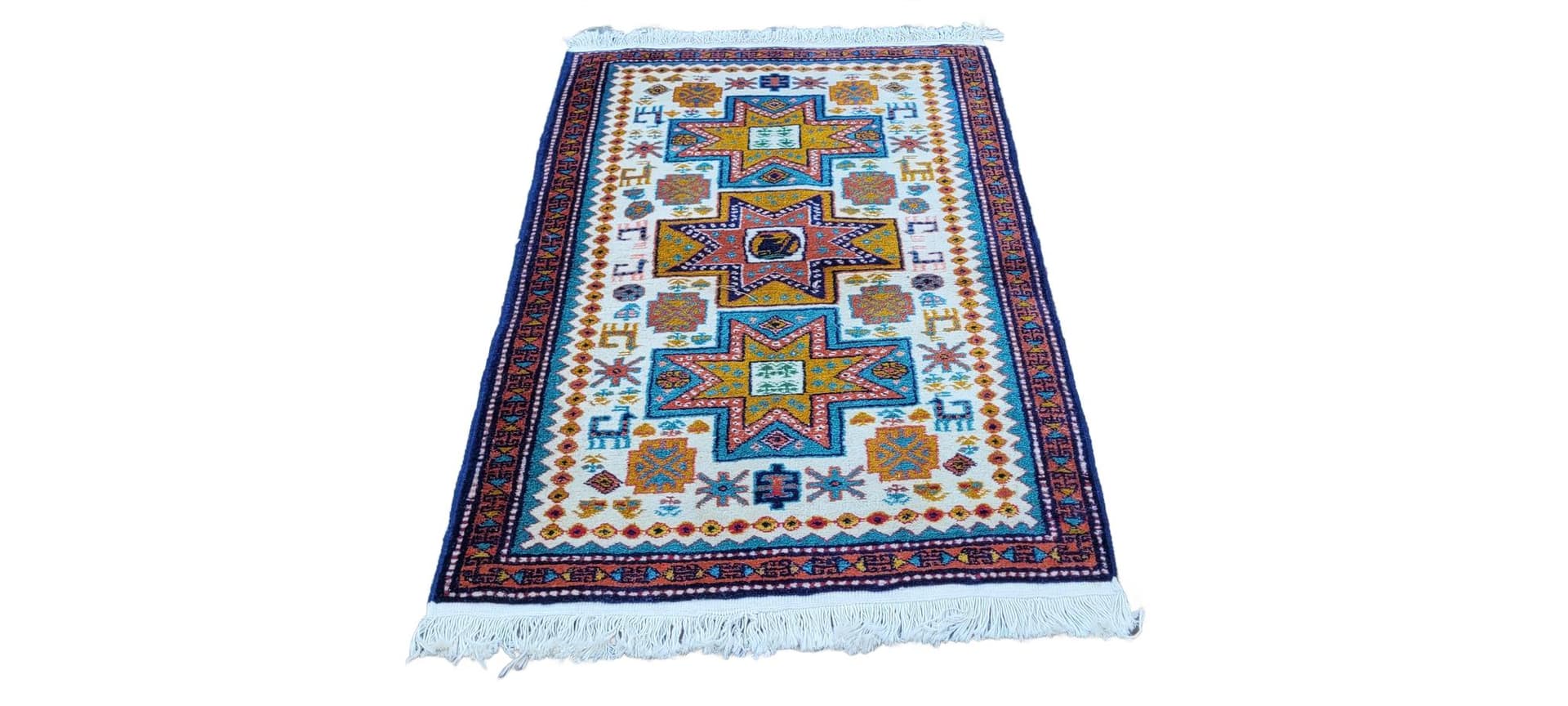 Dywan Kazak, 82x140 cm, multikolor, wełna, Azerbejdżan, początek XX w.