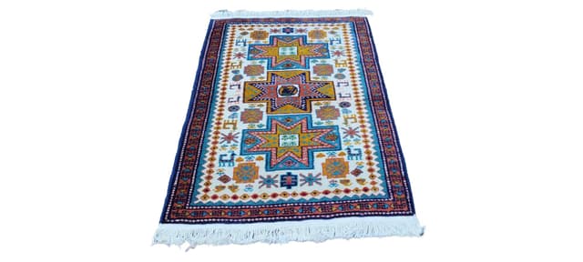 Dywan Kazak, 82x140 cm, multikolor, wełna, Azerbejdżan, początek XX w. - WYMIARY