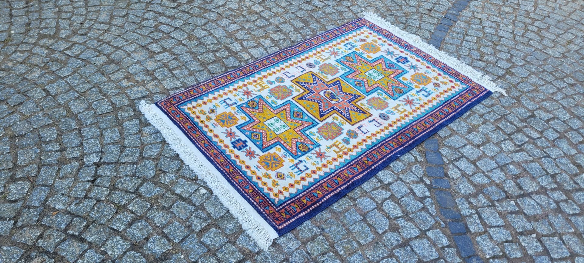 Dywan Kazak, 82x140 cm, multikolor, wełna, Azerbejdżan, początek XX w. - 288719