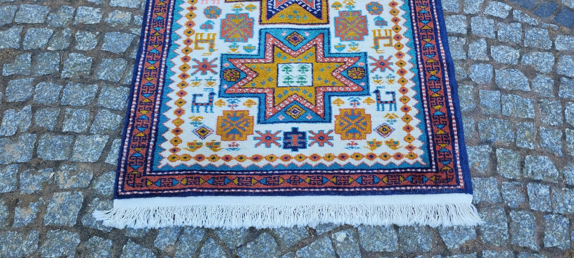 Dywan Kazak, 82x140 cm, multikolor, wełna, Azerbejdżan, początek XX w. - 288717