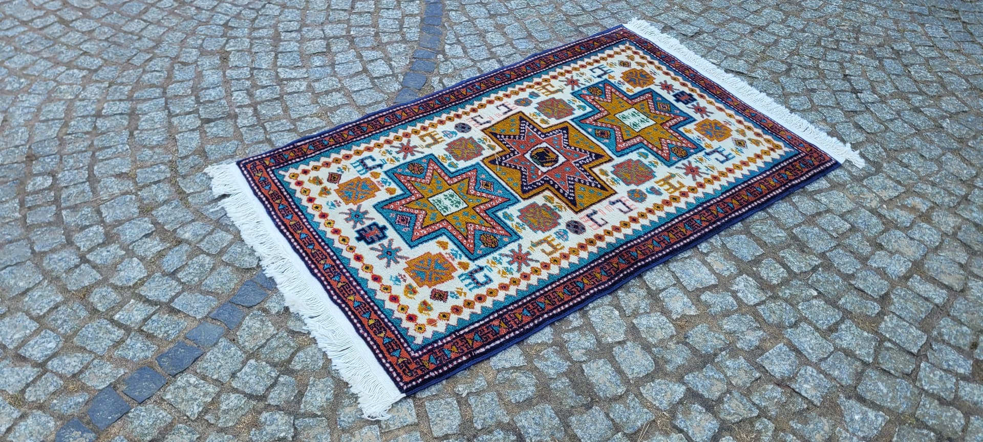 Dywan Kazak, 82x140 cm, multikolor, wełna, Azerbejdżan, początek XX w. - 288713