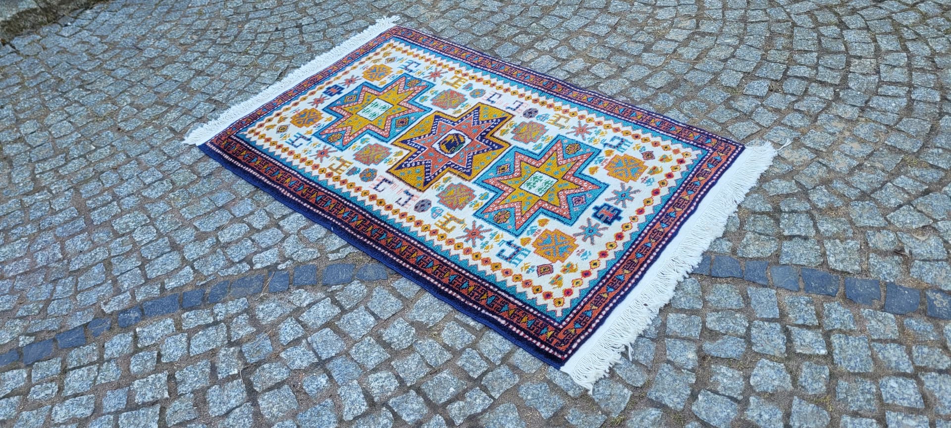 Dywan Kazak, 82x140 cm, multikolor, wełna, Azerbejdżan, początek XX w. - 288720