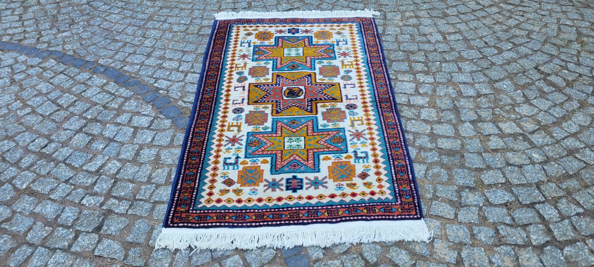 Dywan Kazak, 82x140 cm, multikolor, wełna, Azerbejdżan, początek XX w. - 288715