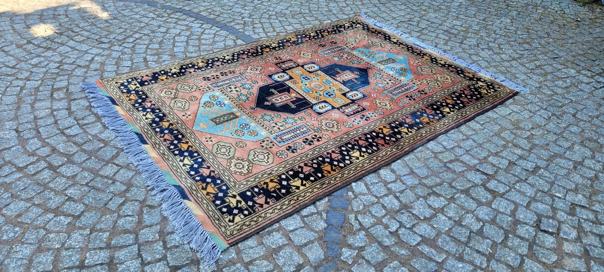 Dywan Kazak, 195x128 cm, multikolor, wełna, Afganistan, początek XX w. - 288774