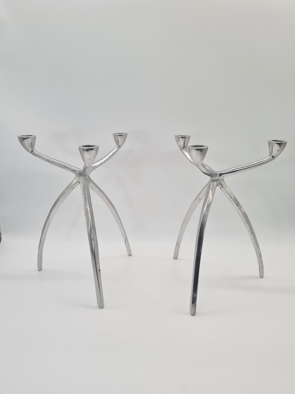 Para świeczników Space Age, aluminium polerowane srebrne, lata 70. - 288792