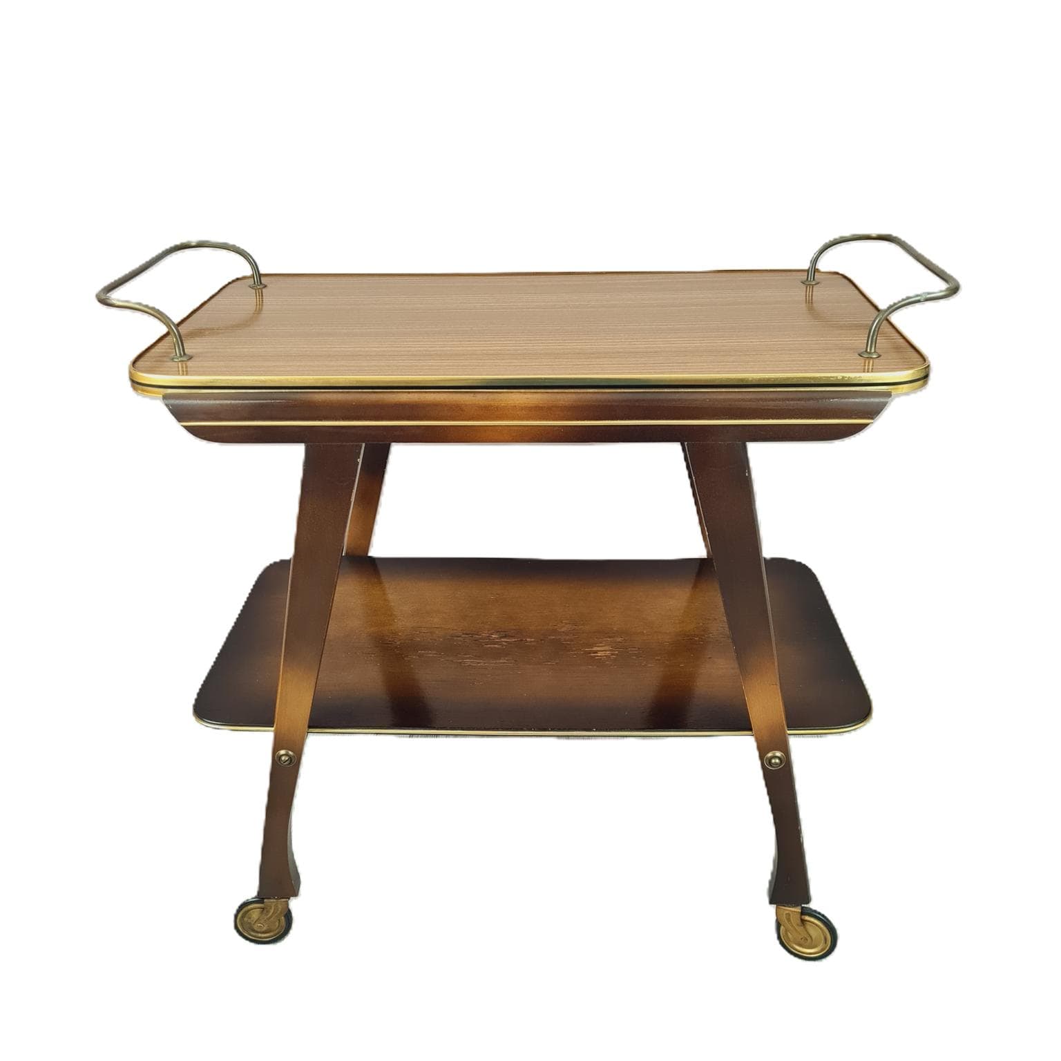 Wózek barowy, brązowy, drewno, mosiądz, lata 60. - 288799