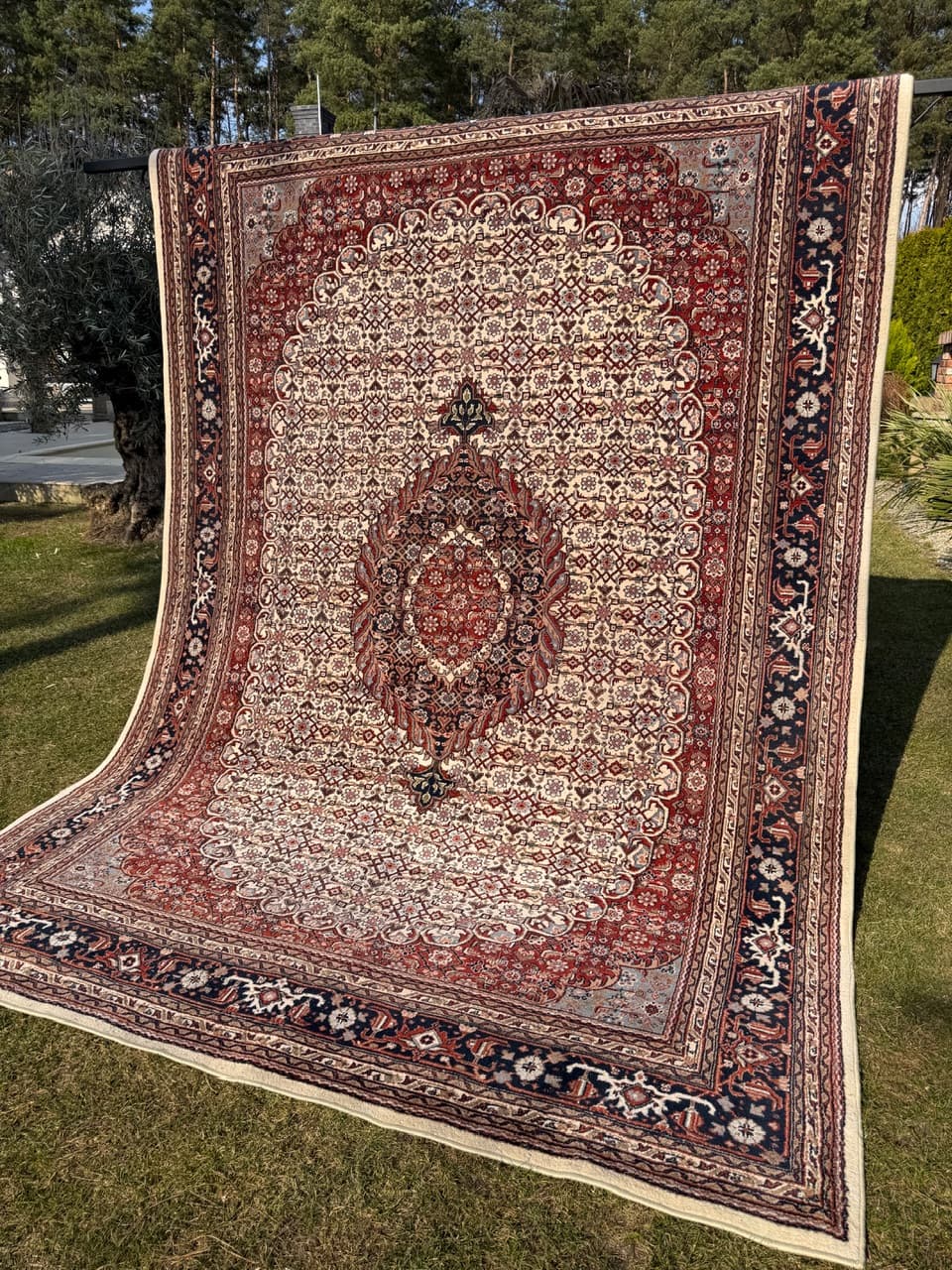 Dywan Indo Bidjar, czerwony, wełna, Indie, 345x245 cm - 288824