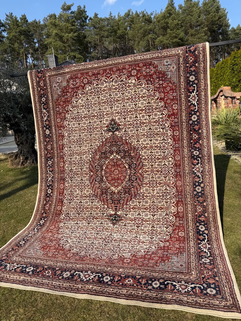 Dywan Indo Bidjar, czerwony, wełna, Indie, 345x245 cm - 288825