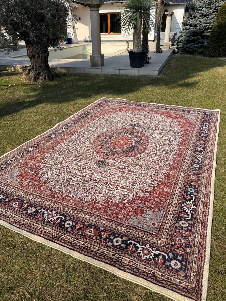 Dywan Indo Bidjar, czerwony, wełna, Indie, 345x245 cm - 288828