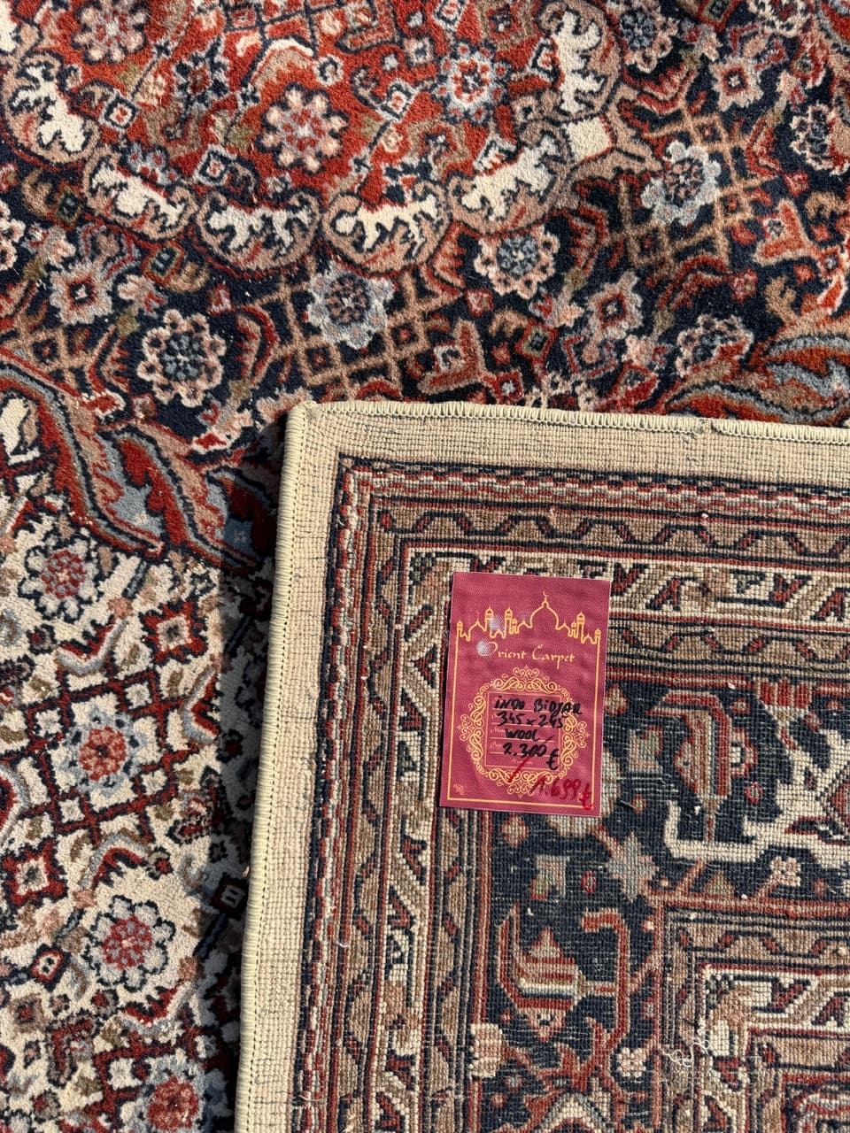 Dywan Indo Bidjar, czerwony, wełna, Indie, 345x245 cm - 288832