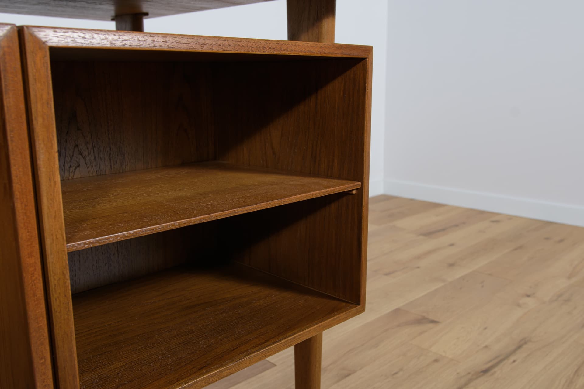 Desk, brown teak, by K. Kristiansen, Feldballes Møbelfabrik, Denmark, 1960s. - 288883
