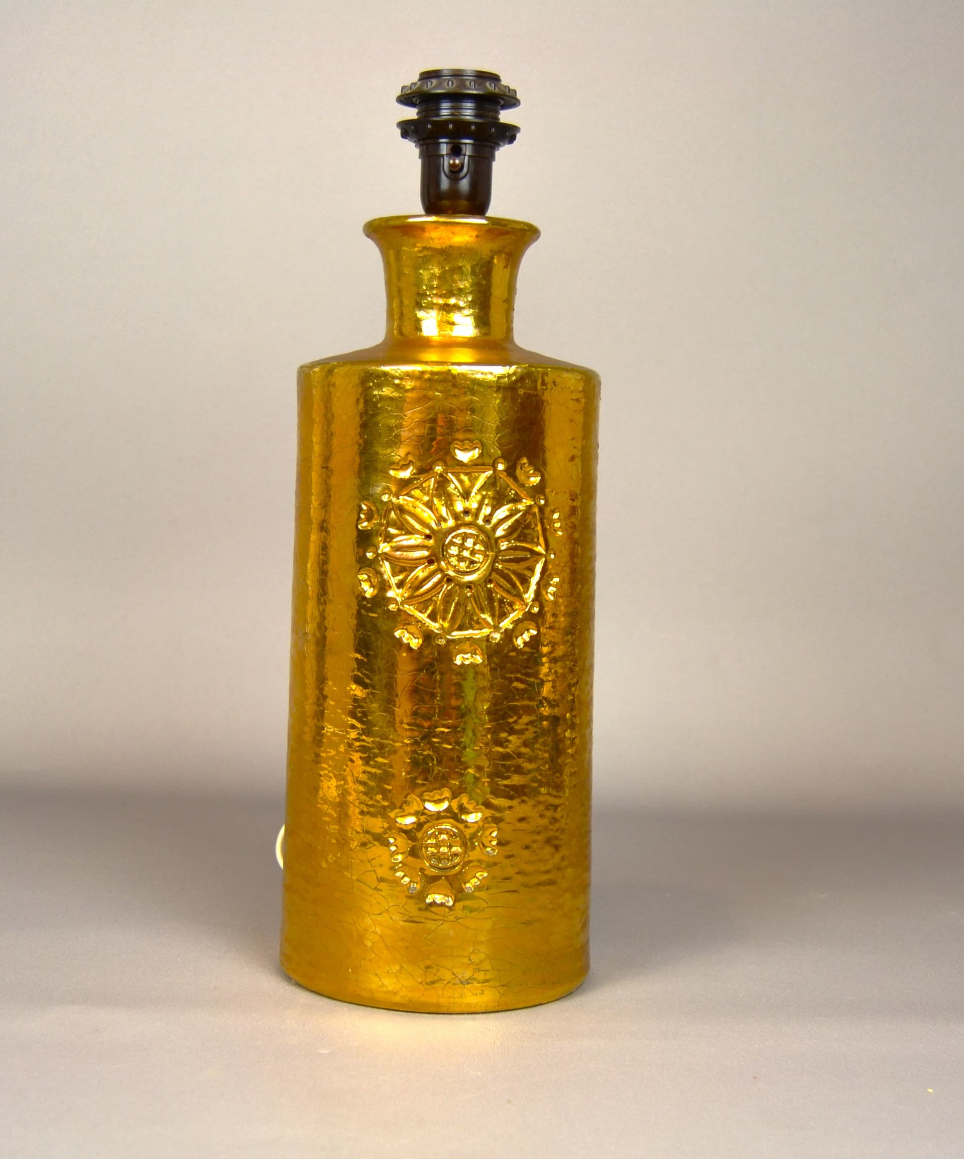 Table lamp, golden ceramic, by A. Londi, Bitossi, Italy, 1970s. - 111