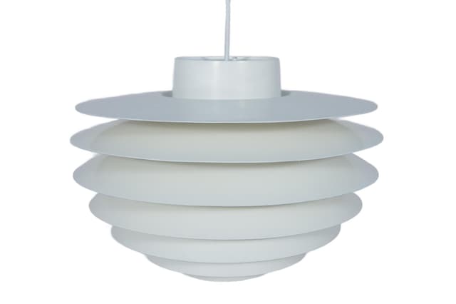 Lampa wisząca Verona, aluminium biały, proj. S. Middelboe, Fog & Mørup, Dania, lata 60. - WYMIARY