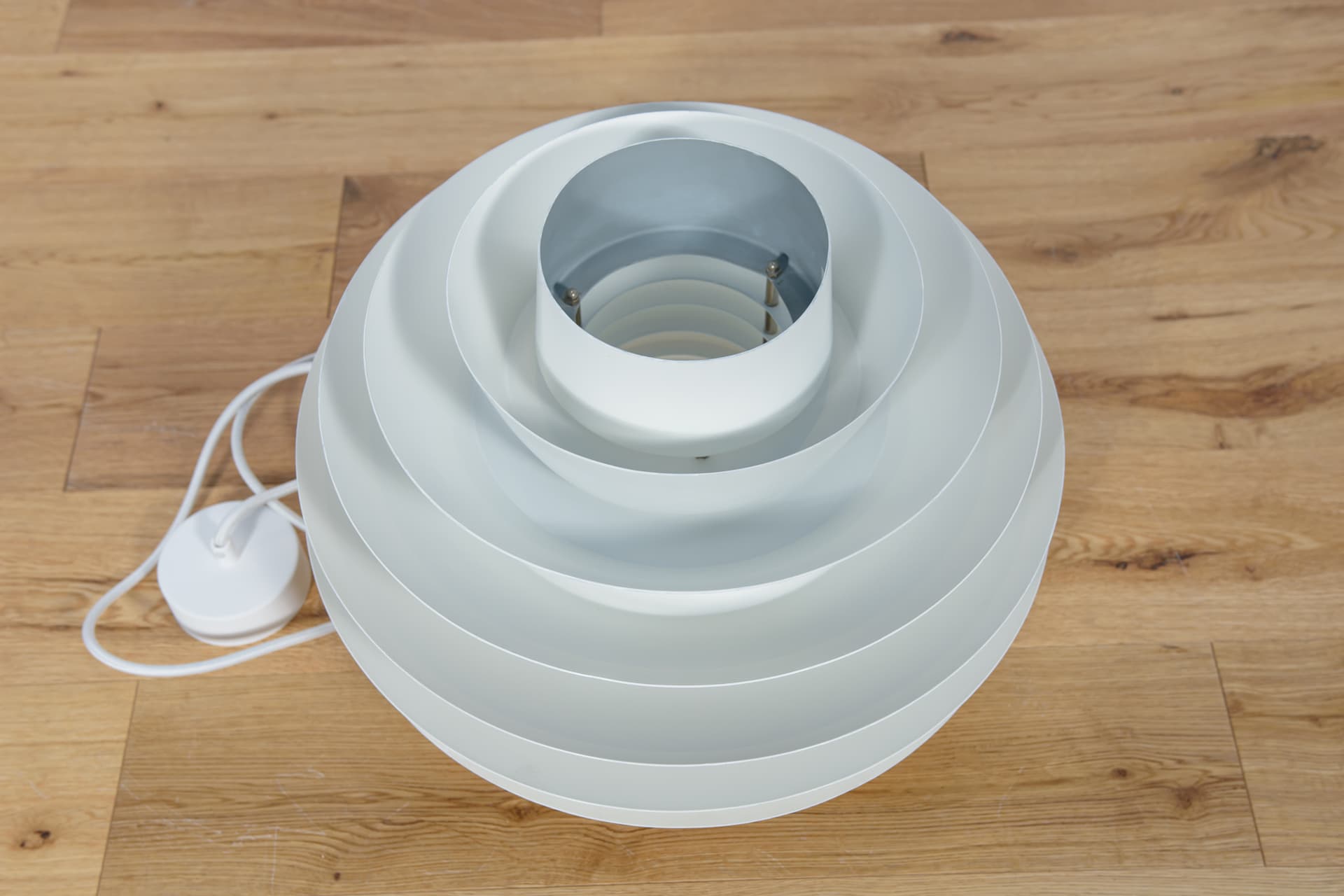 Lampa wisząca Verona, aluminium biały, proj. S. Middelboe, Fog & Mørup, Dania, lata 60. - 288977