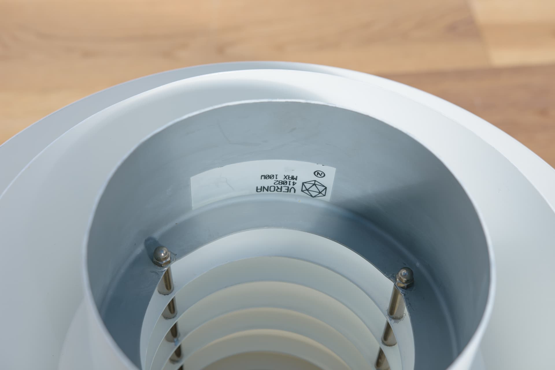 Lampa wisząca Verona, aluminium biały, proj. S. Middelboe, Fog & Mørup, Dania, lata 60. - 288981