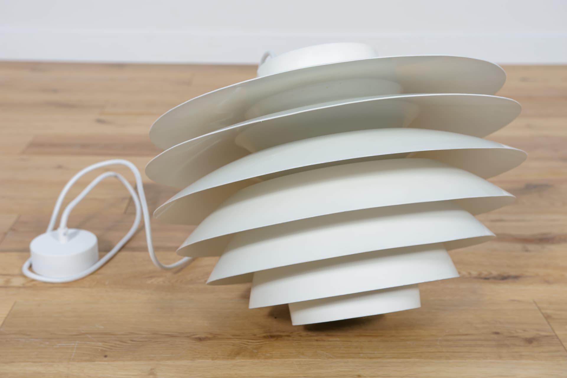 Lampa wisząca Verona, aluminium biały, proj. S. Middelboe, Fog & Mørup, Dania, lata 60. - 288976