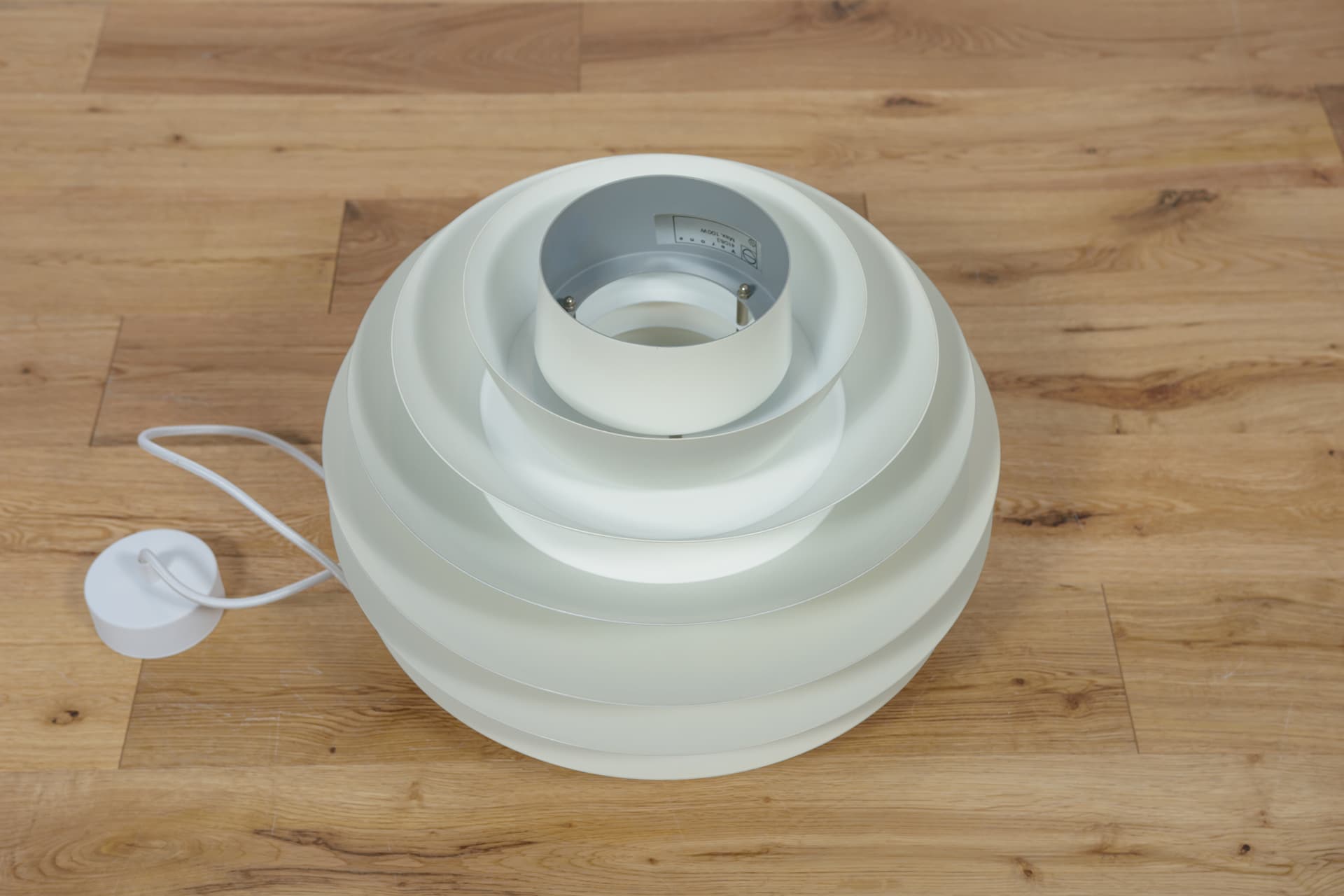 Lampa wisząca Verona, aluminium białe, proj. S. Middelboe, Fog & Mørup, Dania, lata 60. - 288989