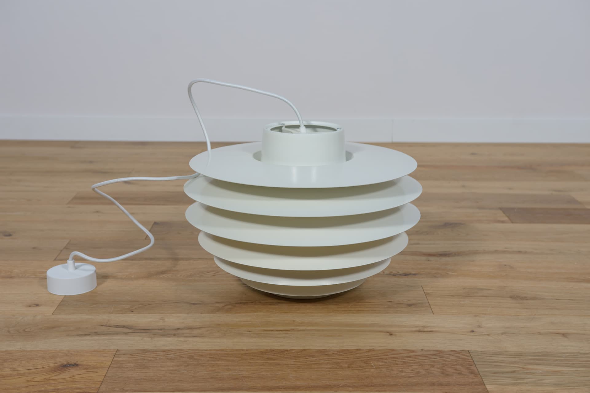 Lampa wisząca Verona, aluminium białe, proj. S. Middelboe, Fog & Mørup, Dania, lata 60. - 288988