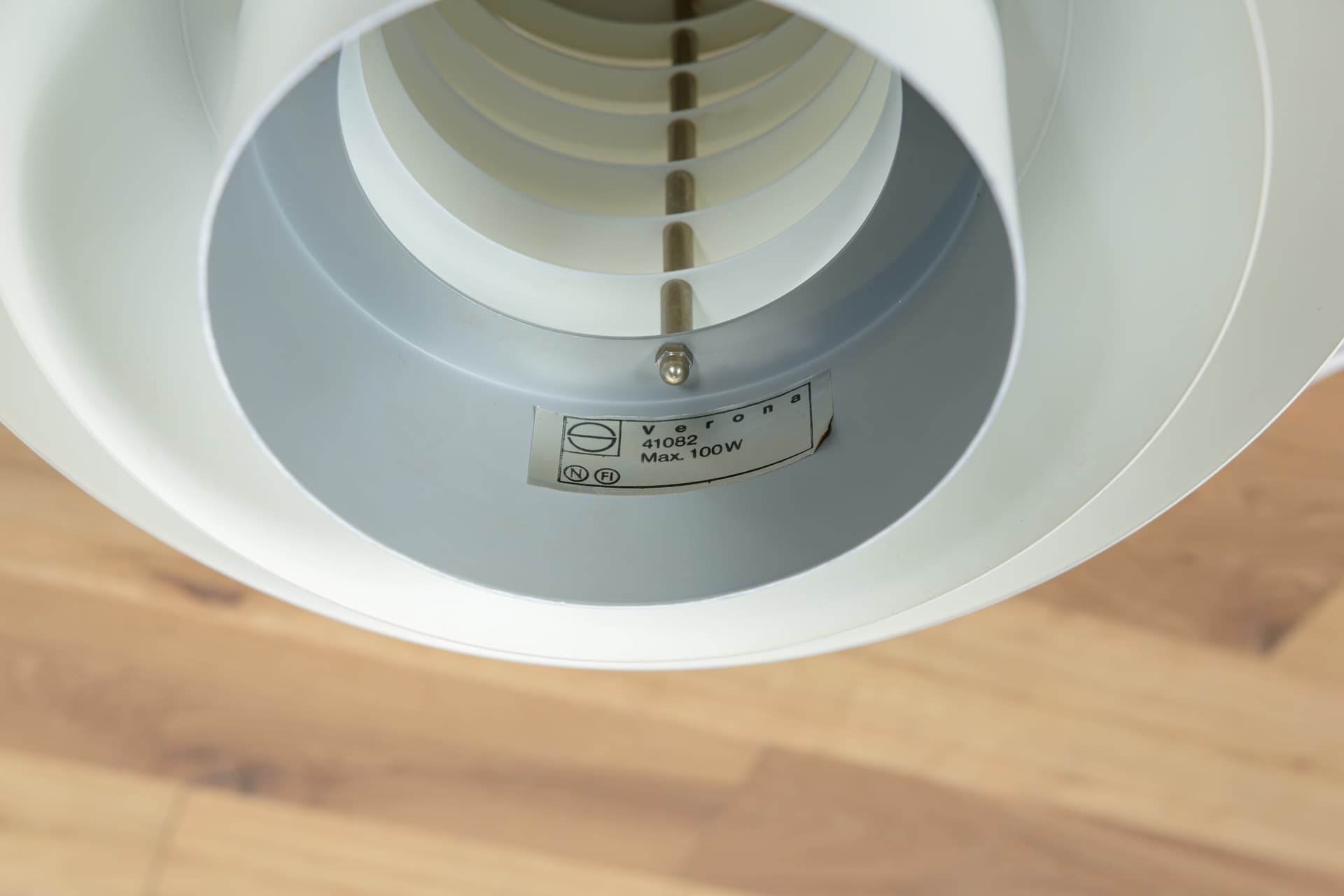 Lampa wisząca Verona, aluminium biały, proj. S. Middelboe, Fog & Mørup, Dania, lata 60. - 289005