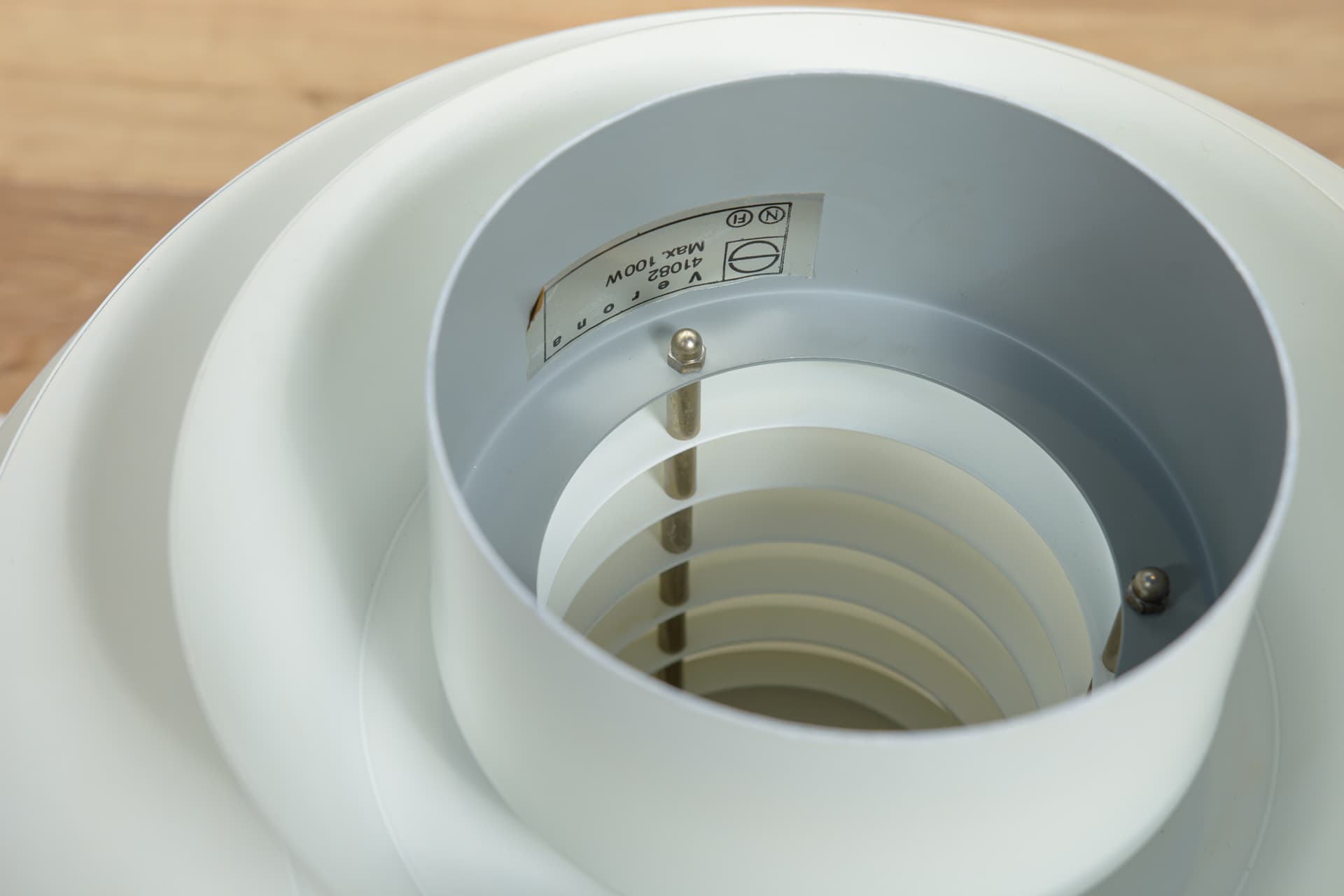 Lampa wisząca Verona, aluminium biały, proj. S. Middelboe, Fog & Mørup, Dania, lata 60. - 289006