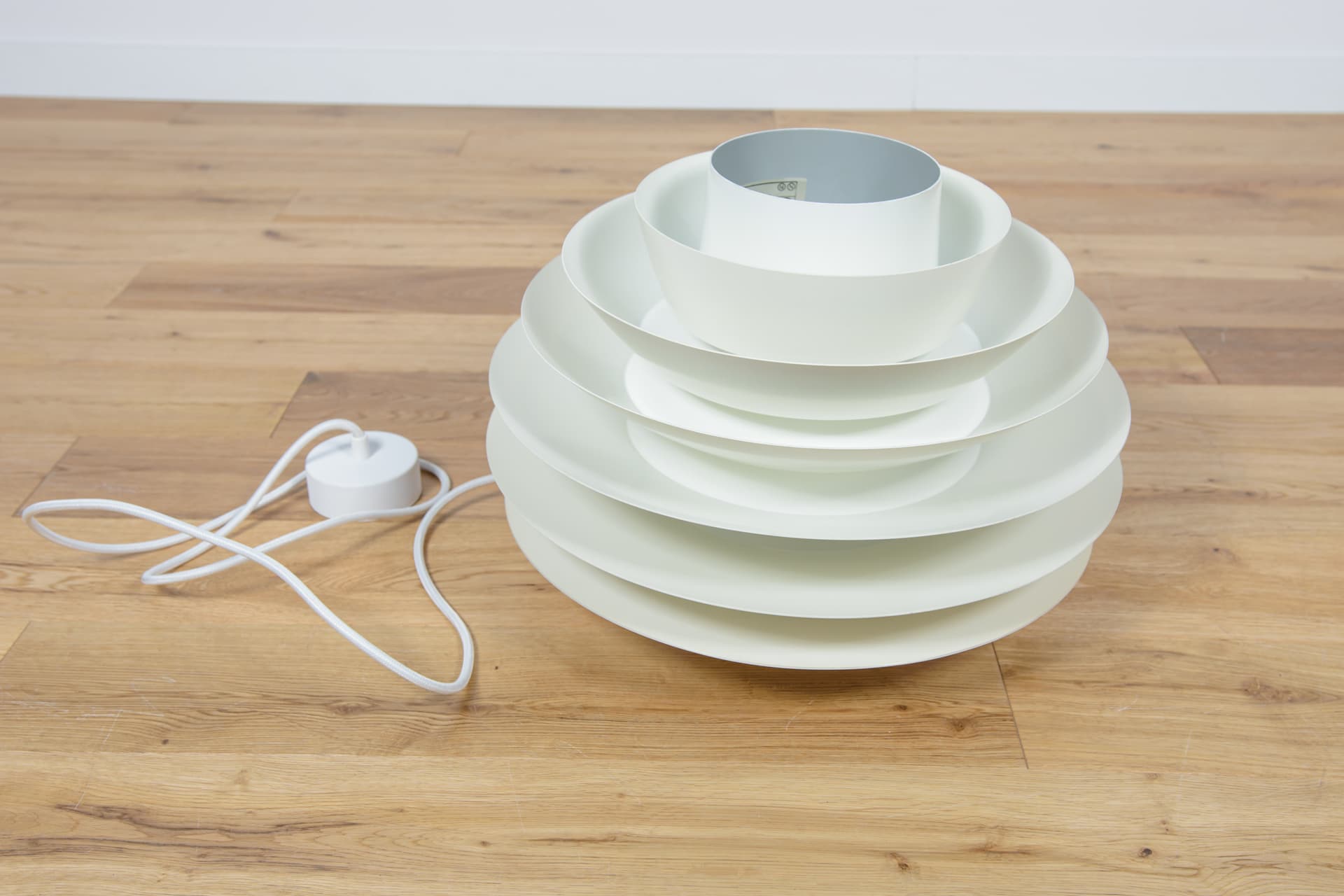 Lampa wisząca Verona, aluminium biały, proj. S. Middelboe, Fog & Mørup, Dania, lata 60. - 289003