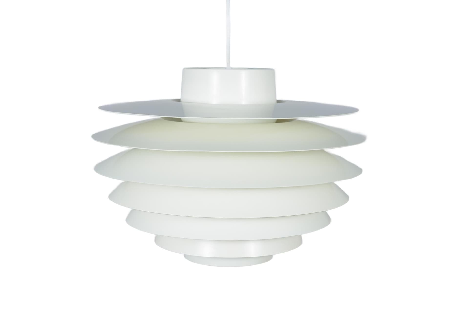Lampa wisząca Verona, aluminium biały, proj. S. Middelboe, Fog & Mørup, Dania, lata 60.